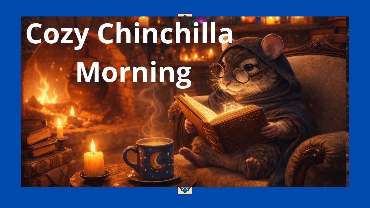 Chinchilla Morning Coffee & Fireplace ☕ Cozy Fall Ambience with Soft Music for Calm Reading