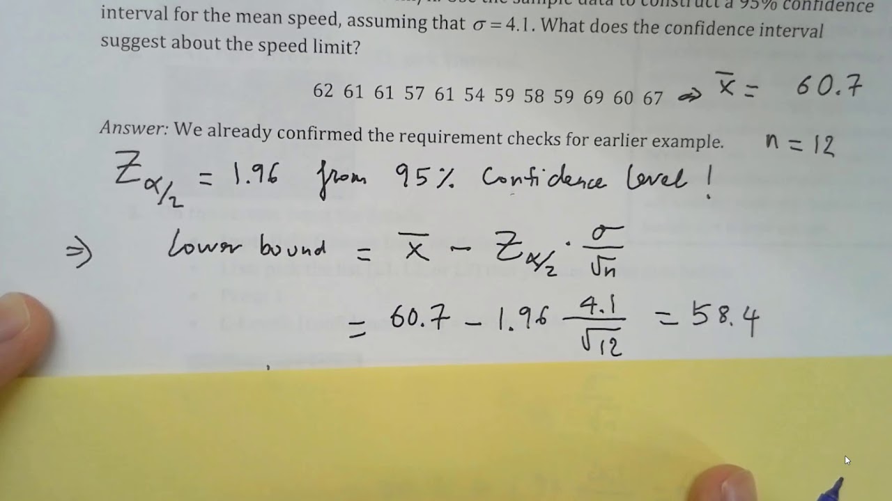 Estimating Population Mean when standard deviation is known - YouTube