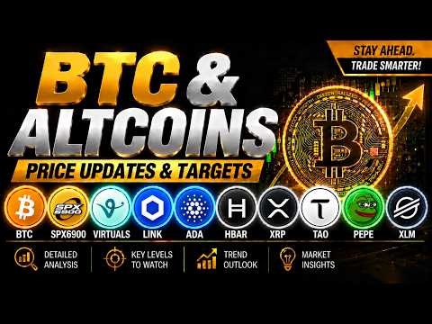 Video preview for BTC, SPX6900, VIRTUALS, LINK. ADA. HBAR. XRP, TAO, PEPE, XLM | PRICES UPDATES, TARGETS & KEY LEVELS