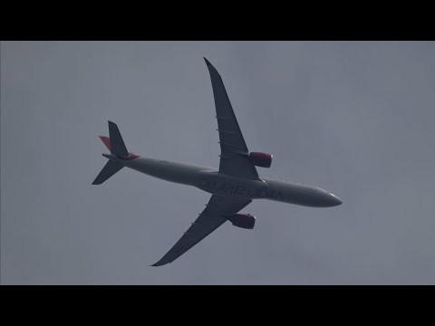 Virgin Atlantic A330NEO descending through the capital on approach to Heathrow
