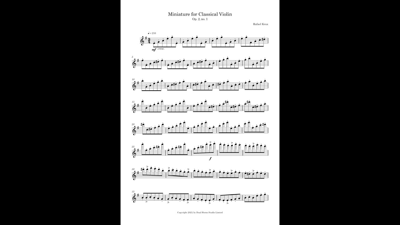 Miniature for Classical Violin Op. 2, no. 1 - SHEET MUSIC