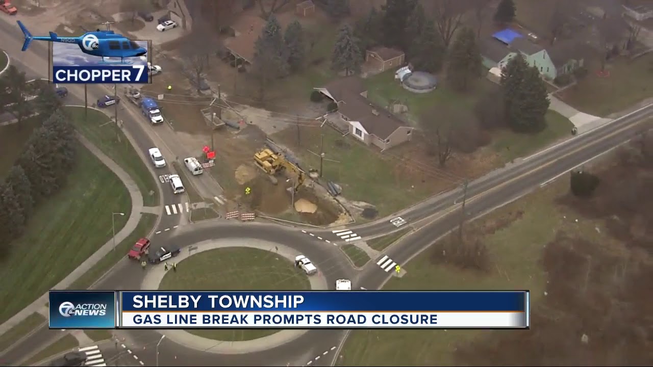 25 Mile and Hayes Road intersection closed due to gas line break