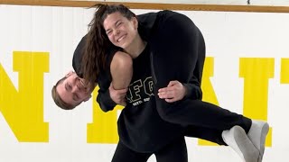 Beginner Wrestler Learns Fireman’s Carry (ft. My Wife)