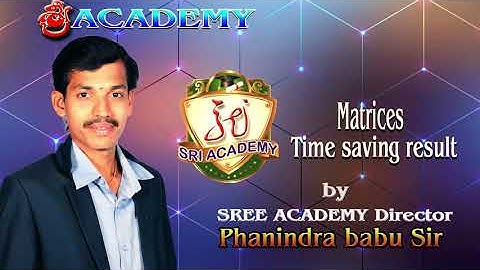 Matrix Easy Trick(Diagonal Matrix) |part 1| by SREE ACADEMY Director Phanindrababu Sir