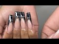 Black And White Deep French Grid Acrylic Nail