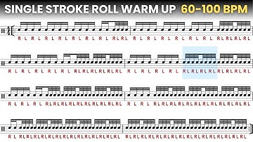 Single Stroke Roll Snare Drum Warm Up | 60-100 BPM