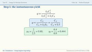 Full Instantaneous and Overall Yield in a CSTR - Solved Example News