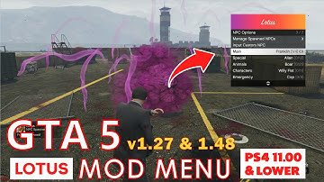 GTA 5 Lotus Mod Menu On PS4 11.00 And Below | GTA 5 v1.27 and 1.48