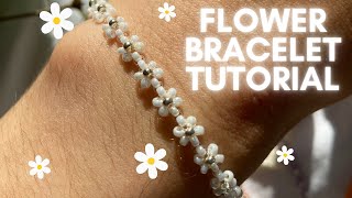 easy daisy flower bracelet tutorial, diy beaded bracelet