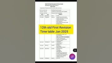 12th std First Revision Time table Jan 2025