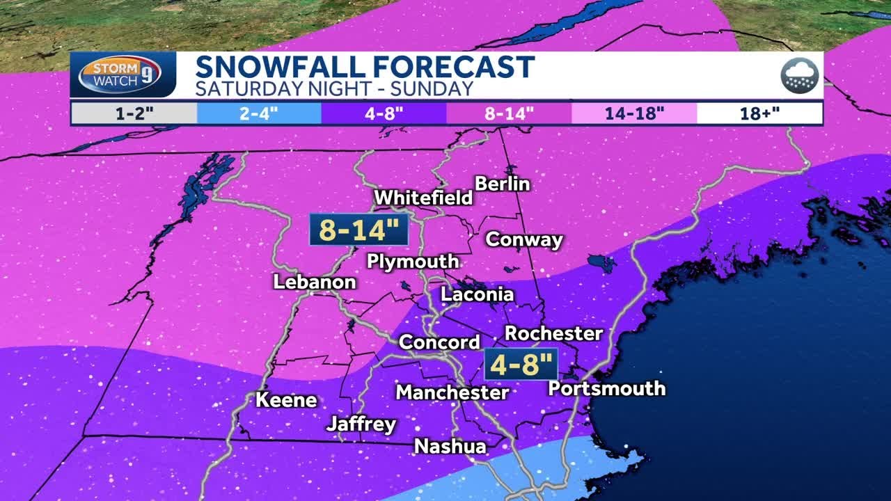 NH forecast: Several inches of snow this weekend - YouTube
