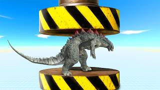 Godzilla & Dinosaurs Vs The Hydraulic Press Simulation