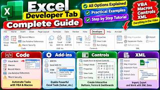 Excel Developer Tab Explained | All Options, Buttons & Features with Examples !!