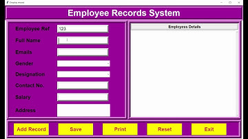 An Overview of Employee Records system in tkinter || employee record management system in python