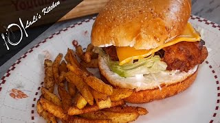 How to make KFC Zinger Burger at Home - KFC Style Zinger - KFC Zinger - KFC Zinger Burger Recipe