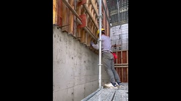 The concrete mold for the wall is removed- Good tools and machinery make work easy