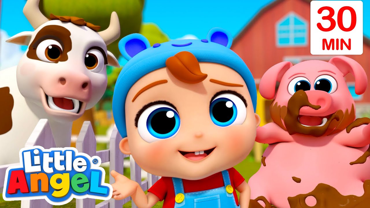 Farm Animals Song! | Animal Learning Videos | Little Angel Kids