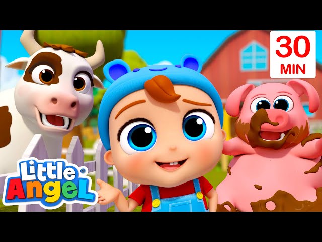 Farm Animals Song! | Animal Learning Videos | Little Angel Kids