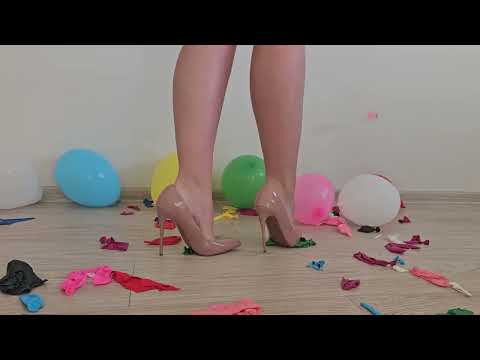 Popping Balloons in Nude Stiletto Heels Preview