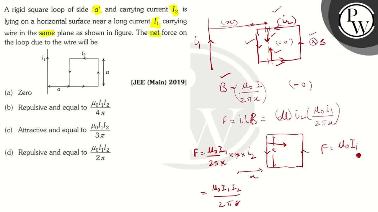 A rigid square loop of side ' \( a \) ' and carrying current \( I ...
