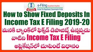 Https://amzn.to/2mmbjp9 how to file income tax return ay 2019 - 20 e
filing in telugu complete information https://youtu.be/jxn8qvcm3ea
show fixed dep...