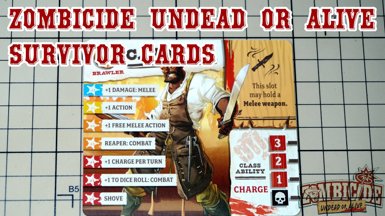 Survivor Cards Close up view Zombicide Undead or Alive Kickstarter