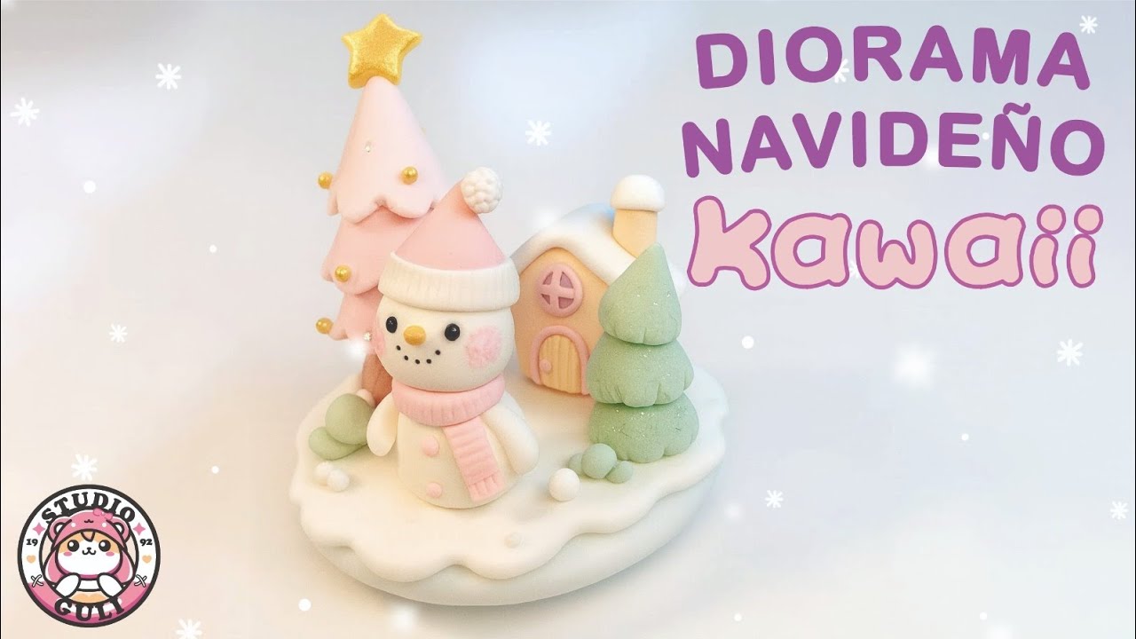 Cómo hacer un diorama navideño kawaii en porcelana fría ❄️🎄 | Mini escena paso a paso