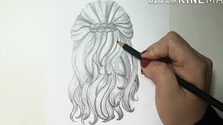 تعلم رسم تسريحة الشعر بكل سهولة بقلم الرصاص