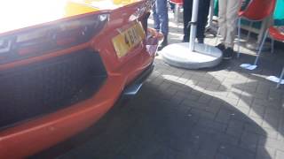 Ferrari enzo and aventador LOUD REVS AND ACCELERATIONS leaving gumball meet