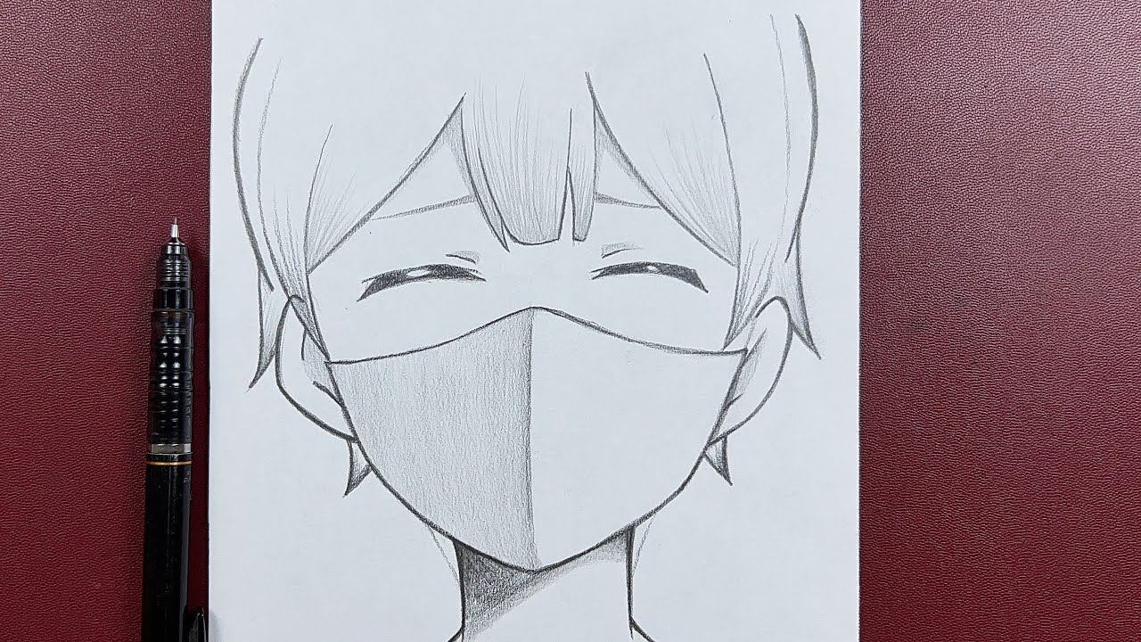 Easy anime drawing  how to draw anime boy wearing a mask easy step-by-step  