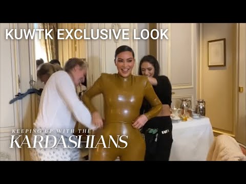 Watch Kim Kardashian Literally Squeeze Into Skin-Tight Outfit | KUWTK Exclusive Look | E!
