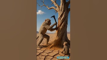 The monkey and his baby build a tree house and then a massive storm hits 😭 #ai #monkey #storm