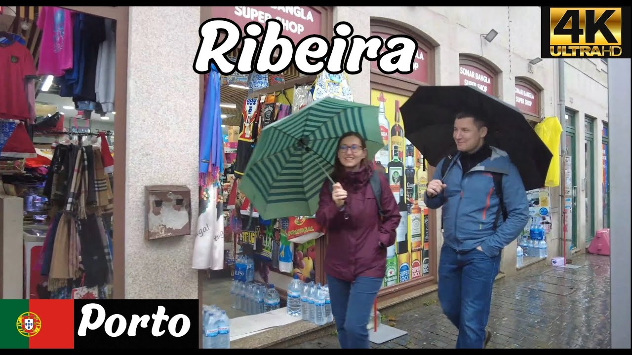 Porto | Ribeira | Portugal 4K City Centre Rain Walk
