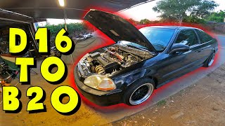 HOW TO: 9600 Honda Civic D16Y7 To JDM B20B Engine Swap