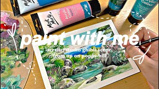 Paint with me 🎨 Studio Ghibli scene 🌿 From Up On Poppy Hill || Acrylic painting || Art Vlog