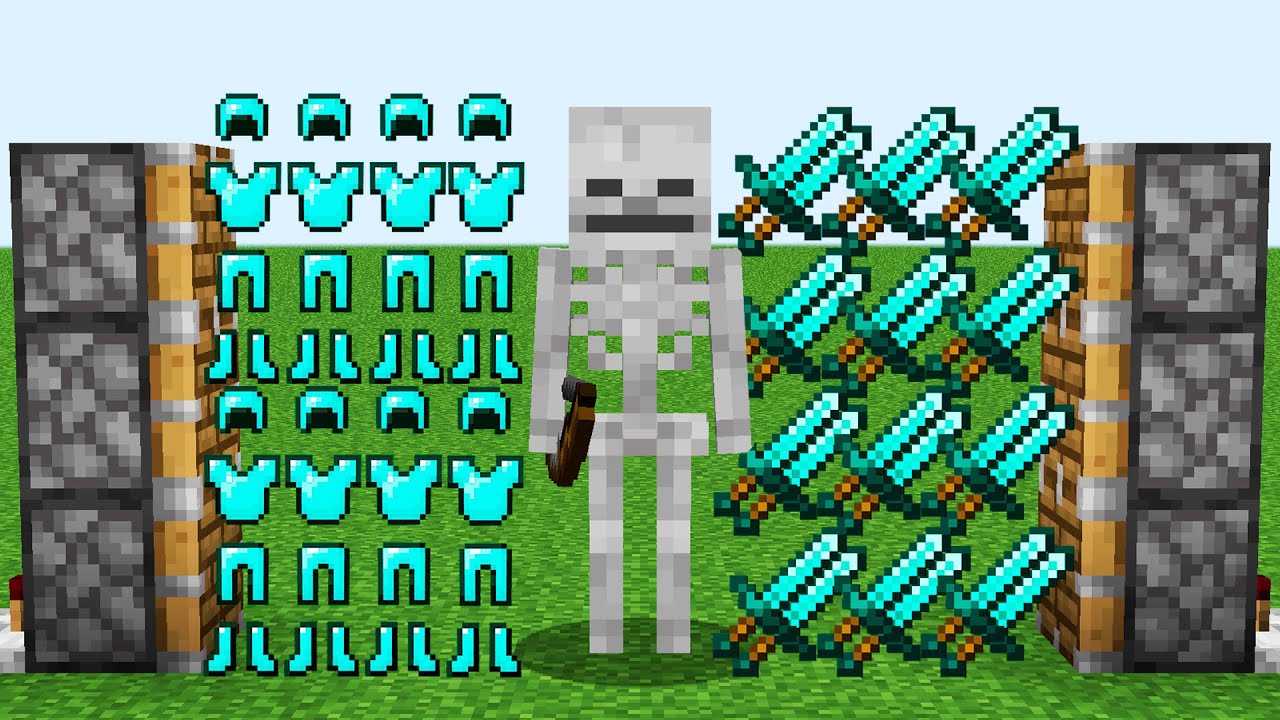 all skeletons and x99 diamond armors and x999 diamonds swords combined