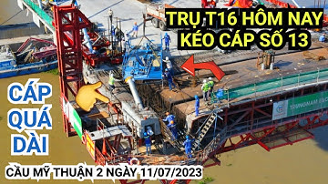 Buổi sáng nhộn nhịp trên công trường Cầu Mỹ Thuận 2, trụ tháp T16 chuẩn bị kéo cáp dây văng số 13/16