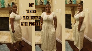 maxi t shirt dress with pockets