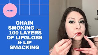 ASMR Chain Smoking 🚬 + 100 Layers Of Lipgloss & Lip smacking screenshot 4