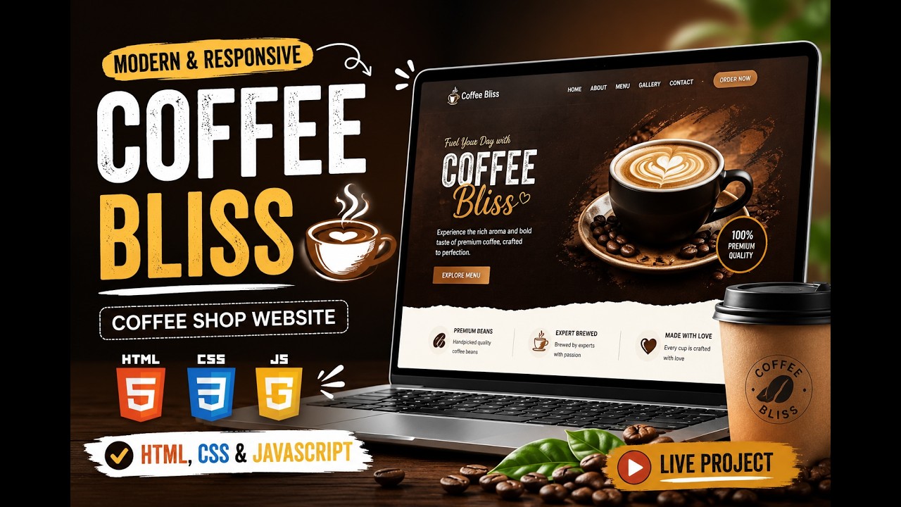 Coffee Bliss ☕ | Modern Coffee Shop Website Using HTML, CSS ...