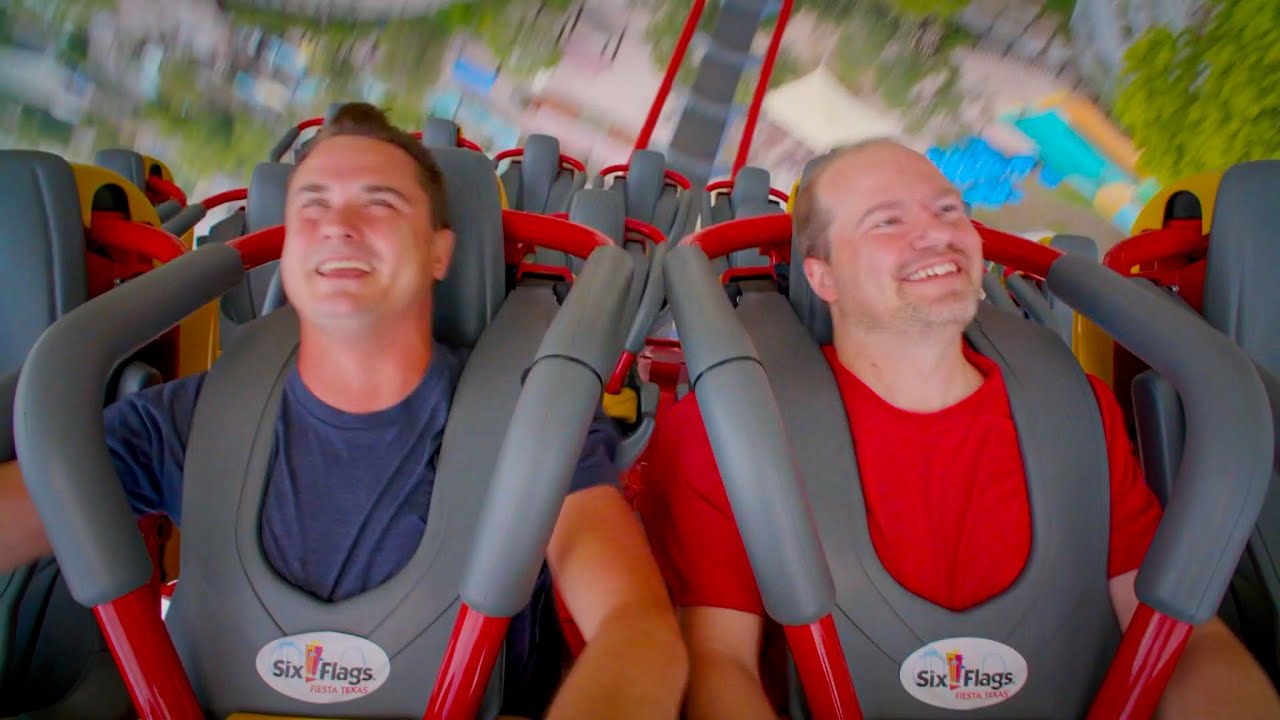 Скалолаз Dr. Diabolical с переднего сиденья, камера заднего вида HD POV, Six Flags Fiesta Texas