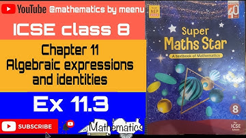 ICSE class 8 Super maths star class 8, Chapter 11, Algebraic expressions and identities,Ex 11.3