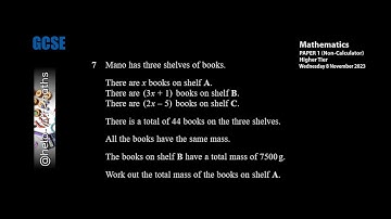 P1 Q7 Algebra & Equations Edexcel GCSE Nov 2023