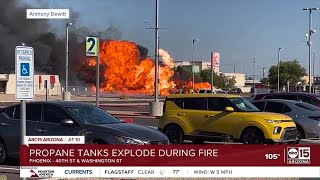 Crews extinguish large fire involving propane tanks