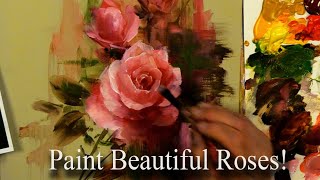 Painting a Pink Rose with acrylics or oils using quick alla prima techniques