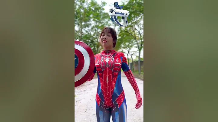 Spidergirl Destroys Demon Mask With Nerf Gun, Thor's Hammer, Captain's Shield #shorts #spiderman