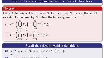 Section 4.5, part 4 Inverse image of unions and of intersections