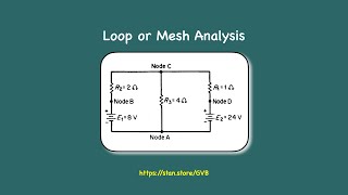 Loop or Mesh Analysis - analyzing a two loop circuit with multiple resistors and 2 power supplies