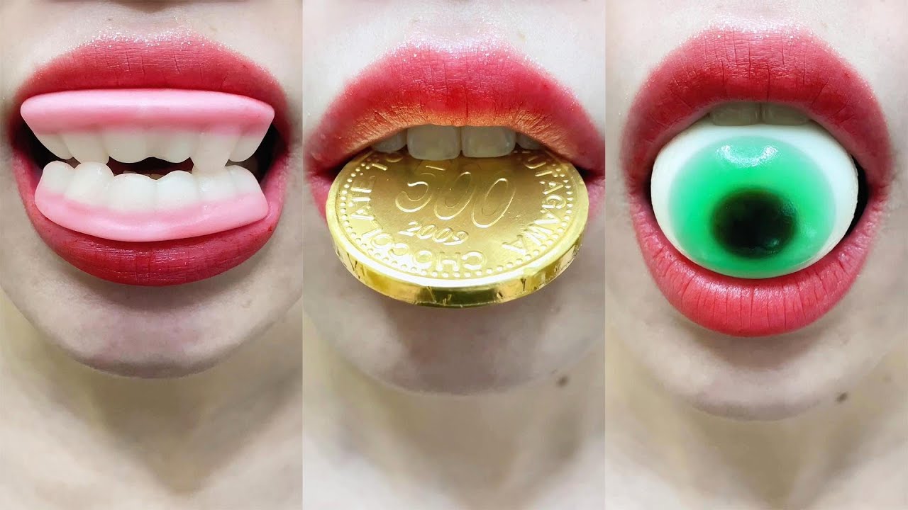 Emoji Asmr ICE CREAM OCTOPUS EYEBALL JELLY COIN CHOCOLATE 이모지 먹방 Kem