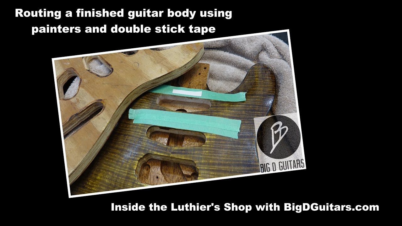 Routing a finished guitar using painters and double stick tape YouTube